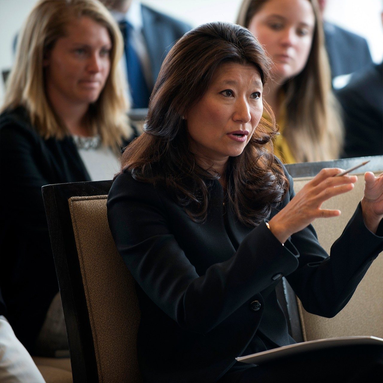Leaders engaged in discussion at Virginia Tech’s executive education programs.